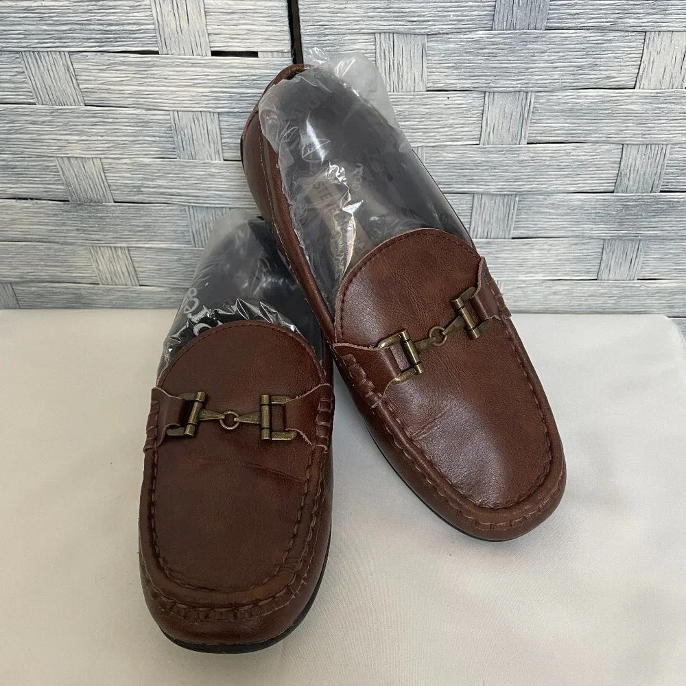 Steve Madden Kids Sz 3 Brown Leather Loafer Shoes Buckle Detail‎ Slip On